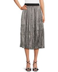 Wdny - Metallic Accordion Pleat Midi Skirt - Lyst