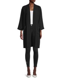 Eileen Fisher Women's Open-front Silk Kimono Jacket - Black - Size S