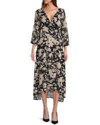 AREA STARS - Night Bouquet Long Sleeve Midi Dress - Lyst