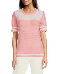 Joseph A - Pointelle Knit Short-Sleeve Sweater - Lyst