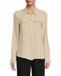 Halston - Button-Front Patch Pocket Shirt - Lyst
