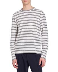 Officine Generale - Striped Cotton & Linen-Blend Long-Sleeve T-Shirt - Lyst