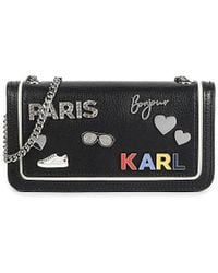 Karl Lagerfeld - Embellished Leather Crossbody Bag - Lyst