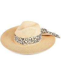 Vince Camuto - Textured Scarf Trim Panama Hat - Lyst