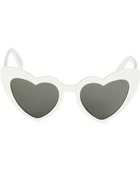 Saint Laurent 54mm Heart Shaped Sunglasses - White