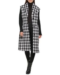 kenneth cole houndstooth wool blend knit coat