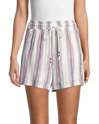 Lea & Viola Striped Drawstring Shorts - White