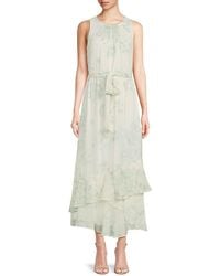 Calvin Klein - Print Belted Midi-Dress - Lyst