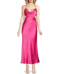 Bebe - Satin Cut-Out Midi-Dress - Lyst