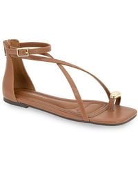 BCBGeneration - Kline Embellished Faux Leather Flat Sandals - Lyst