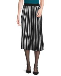 Karl Lagerfeld - Striped Pleated Midi Skirt - Lyst
