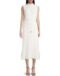 MILLY - Melina Pleated Midi-Dress - Lyst