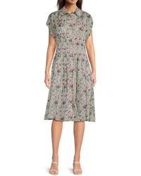 Mikael Aghal - Floral Pleated Shirtdress - Lyst