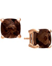 Le Vian 14k Strawberry Gold®-plated Sterling Silver & Chocolate Quartz® Stud Earrings - Brown