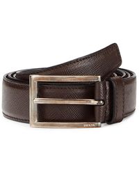 Prada Textured Leather Belt - Brown