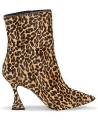 Alexandre Birman - Bell 75mm Leather & Fur Animal Print Booties - Lyst