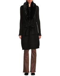 Saks Fifth Avenue - Faux-fur-trim Longline Cardigan - Lyst