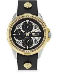 Versus - 6E Arrondissement Crystal 46Mm Ip Stainless Steel Leather Strap Chronograph Watch - Lyst