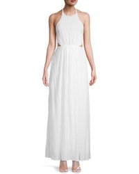 Lush Cutout Halter Maxi Dress - White
