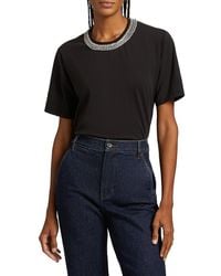 Veronica Beard - Sebastian Crystal-Embellished Short-Sleeve T-Shirt - Lyst
