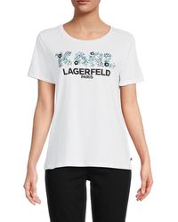 Karl Lagerfeld Logo Floral Print Tee - White