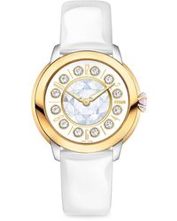 Fendi - Ishine 33mm 18k Goldplated Stainless Steel, Topaz, Black Spinel, Mother Of Pearl Leather Strap Watch - Lyst