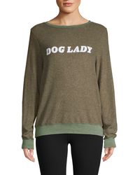 Wildfox Dog Lady Slogan Sweatshirt - Green
