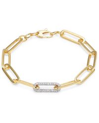 Effy ENY - 14K Goldplated Sterling & 0.41 Tcw Diamond Link Bracelet - Lyst