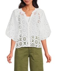 Joe's Jeans - The Broderie Lace Puff-Sleeve Top - Lyst