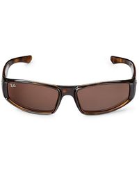Ray-Ban Rb4335 58mm Rectangular Wrap-around Sunglasses - Brown