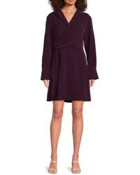 DKNY - Wrap-Front Long-Sleeve Minidress - Lyst