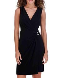 Kensie - Solid Faux-Wrap Minidress - Lyst