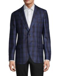 plaid navy blazer