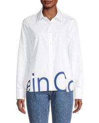 Calvin Klein Logo-graphic Button-front Shirt - White