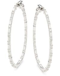 Saks Fifth Avenue - Inside Out 14k White Gold & 2 Tcw Diamond Hoop Earrings - Lyst
