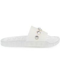 Karl Lagerfeld Taja Jewel-embellished Pool Slides - White