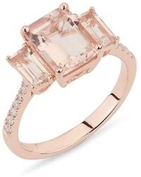 Effy - 14K, Morganite & 0.12 Tcw Diamond Ring - Lyst