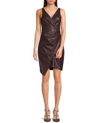 Guess - Faux Leather Wrap Mini Dress - Lyst