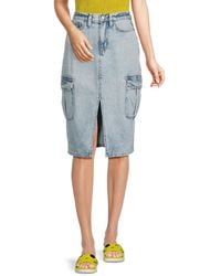 Calvin Klein - High Waisted Denim Cargo Midi Skirt - Lyst