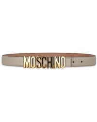 Moschino - Plaque Logo Leather Belt - Lyst