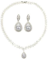 Eye Candy LA - 2-piece The Luxe May Silvertone & Cubic Zirconia Necklace & Earrings Set - Lyst
