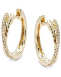 Saks Fifth Avenue - 14K, 0.11 Tcw Diamond Huggie Hoop Earrings - Lyst