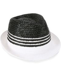 La Fiorentina - Striped Straw Fedora Hat - Lyst