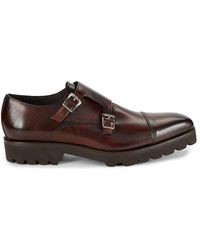 Saks Fifth Avenue - Leather Double Monk Strap Shoes - Lyst