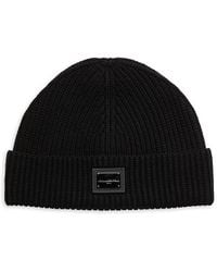Karl Lagerfeld - Ribbed Wool Blend Beanie - Lyst