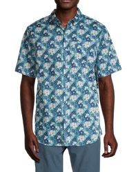 Ezekiel Vila Short-sleeve Floral Shirt - Blue