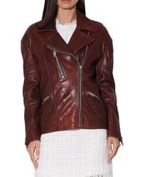 Walter Baker - Leather Double-Breasted Biker Jacket - Lyst