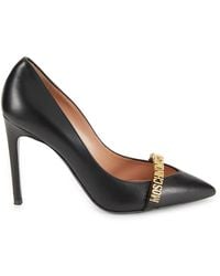 Moschino - 102Mm Logo Leather Pumps - Lyst