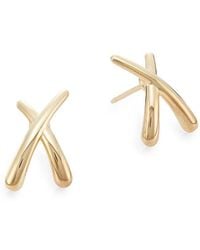 Saks Fifth Avenue - 14k Yellow Gold Criss-cross Stud Earrings - Lyst