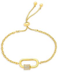 Sterling Forever - Goldplated & Cubic Zirconia Carabiner Bolo Bracelet - Lyst